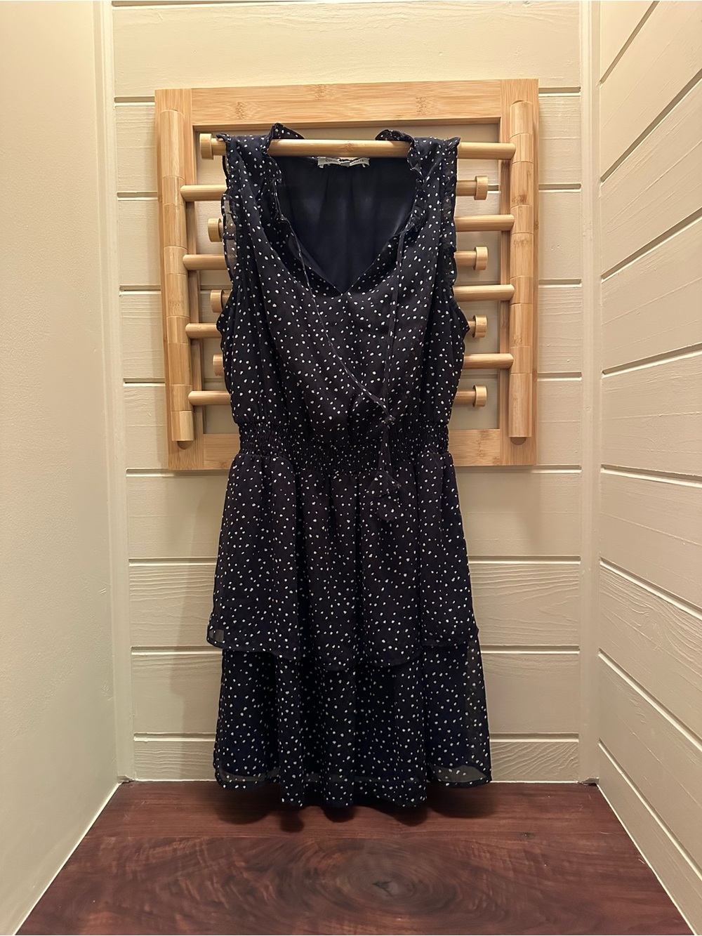 Collective Concepts Navy and White Polka Dot Mini Dress